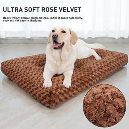 KSIIA Washable Dog Beds Large Sized Dog Crate Bed Pet Mat 41"x27" Brown