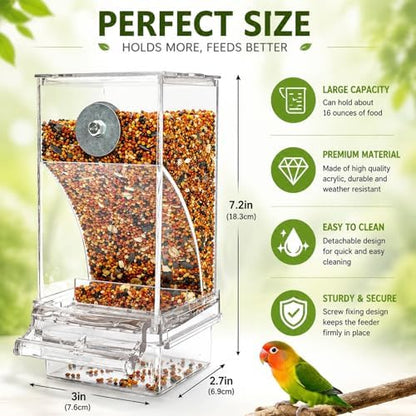 Rypet No-Mess Automatic Bird Feeder, Parakeet Cage Accessories