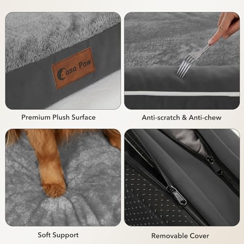 Orthopedic Dog Bed for Extra Large Dogs, 48x30in, Dark Grey