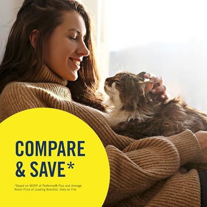PetArmor Plus Flea and Tick Prevention for Cats, Cat Flea and Tick Treatment, 3 Doses, Waterproof Topical, Fast Acting, Cats Over 1.5 lbs