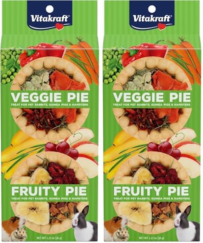 Vitakraft Veggie & Fruity Pie Treat for Pet Rabbits,Guinea Pigs,and Hamsters,2 Pies,Brown,24" x 50",1.27 Ounce,(Pack of 2)