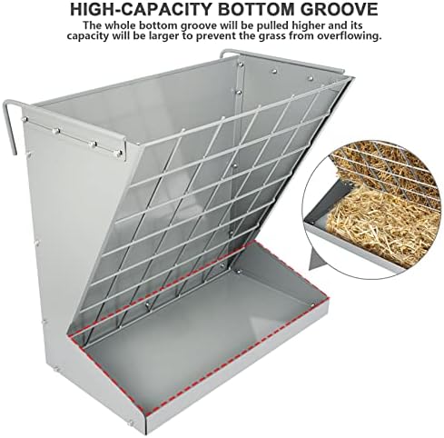 Wall Mount Hay Rack, Metal 2 in 1 Hay and Grain Feeder