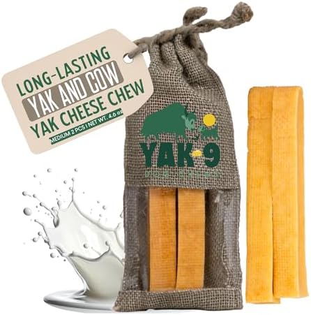 Yak9 Yak Cheese Himalayan Dog Chews | High Protein, Non Rawhide Dog Chews Long Lasting | Non GMO, Gluten Free, Grain Free | Medium Cow & Yak Milk Dog Chew, 2 PC