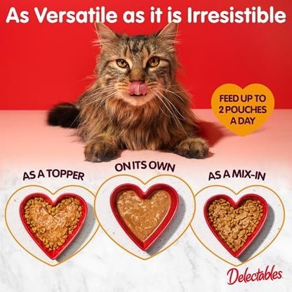 Delectables Lickable Treat Chowder Wet Cat Treat with Real Tuna & Whitefish, Food Topper, Hydrating, Grain-Free, No Fillers, By-Products, Added Preservatives, 1.4oz Pouch, 12ct