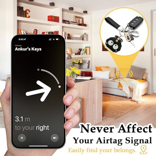 Leather Keychain Holder Case for AirTag, Cute Protective Cover for Apple Airtag KeyChain, GPS Tracker Item Finder
