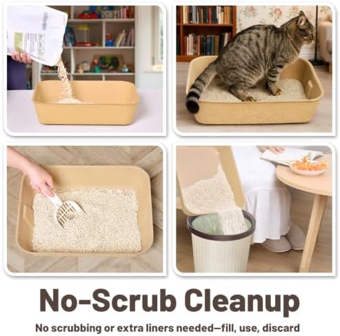 6 Pack Disposable Cat Litter Boxes, Leak-Proof Cardboard Kitty Litter Trays