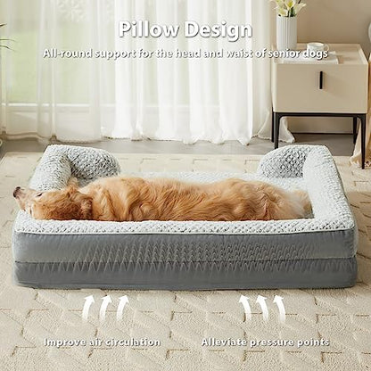 LEXTRO Washable Orthopedic Dog Bed for Extra Large Dogs, Egg Crate Foam Bed