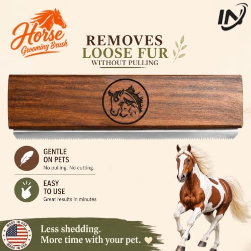 I.N 8-Inch Desheding Brush for Dog & Horses Remove loose Hair & Undercoat Deshedding Tools for Large Dogs, Horses, Ponies,& Cows Pet Grooming Brush