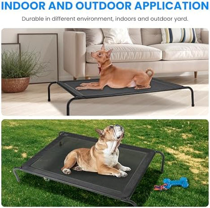 Simple Deluxe Cooling Elevated Dog Bed, Raised Portable Dog Cots Beds No-Slip Feet Durable Portable Indoor & Outdoor Pet Hammock Bed, 49x31.5x8 Inch, Black