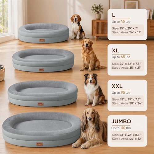Waterproof Orthopedic Dog Bed for Extra Large Dogs, Silver