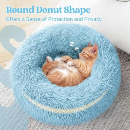rabbitgoo Calming Cat Beds for Indoor Cats, 20 inches, Light Blue