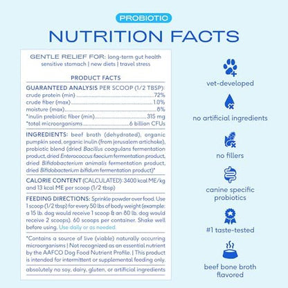 Native Pet Probiotics for Dogs – Dog Probiotic Powder for Gut & Digestive Health, Vet-Formulated 6B CFUs Dog-Specific Probiotic Strains, Supports Stool Quality & Diet Transitions – 120 Scoops