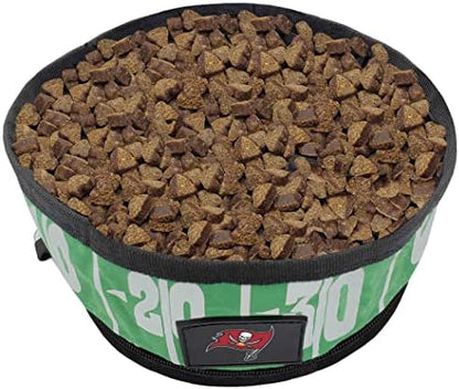 NFL Tampa by Buccaneers Pets First Collapsible Dog Travel Bowl Set, 2 Pack Food and Water Bowls for Dogs, Best Portable & Lightweight Leak-Proof Dog Bowls for Travel