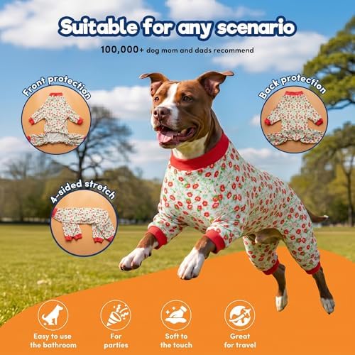 LovinPet Pajamas for Big Dogs, Pitbull Clothes, Pink Granny Print, L