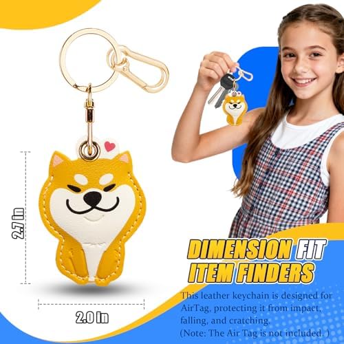 Leather Keychain Holder Case for AirTag, Cute Protective Cover for Apple Airtag KeyChain, GPS Tracker Item Finder