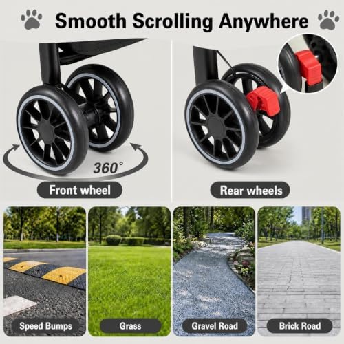 YYW Double Pet Stroller Foldable 2 Carriages Lockable Wheels Black