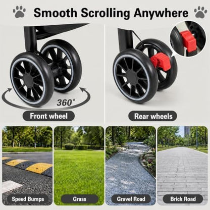 YYW Double Pet Stroller Foldable 2 Carriages Lockable Wheels Black