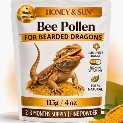 Organic Bee Pollen Powder for Bearded Dragons – HONEY&SUN 4oz Reptile Food