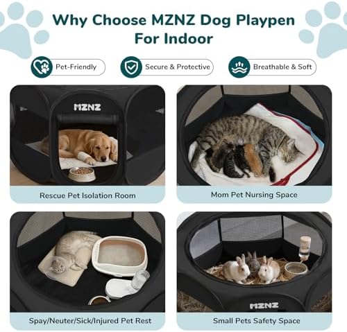 Dog Cat Small Animal Puppy Playpen Crate, Large, Whole Black
