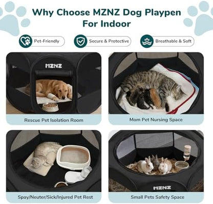 Dog Cat Small Animal Puppy Playpen Crate, Large, Whole Black