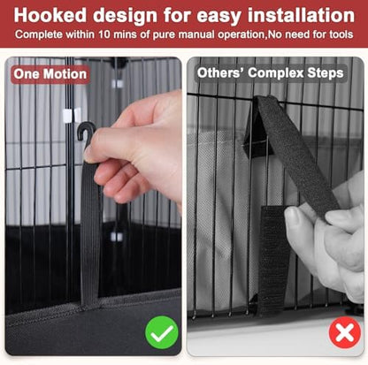 Tresbro Guinea Pig Cage with Waterproof PVC Bottom Liner & One-Hand Release Hook, Triple Fixing C&C Cage for Guinea Pigs, Bunny, Rabbit, Hedgehog, Small Animal Indoor Playpen 48''L x 24''W x 16''H