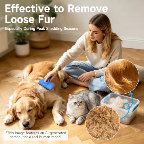 Self-Cleaning Dog Brush for Shedding, Slicker Brush & Grooming Tool