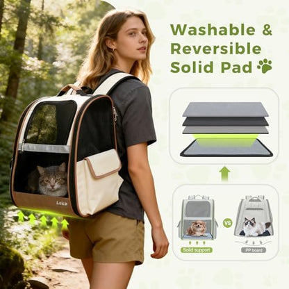 Lekereise Cat Backpack Carriers, Dog Carrier Backpacks with Breathable Mesh for Small Medium Cats Dogs Puppy Up to 18 Lbs, Pet Foldable Carrying Backpack Ventilated for Travel Hiking Collapsible