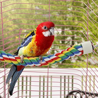 Mygeromon Bird Rope Perches Cage Climbing Accessories (41inch Metal nut)