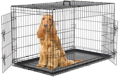 Sweetcrispy Dog Crate 48 Inch, Medium Large Dog Cage, Foldable Pet Kennel