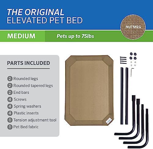 Coolaroo Original Elevated Dog Bed - Breathable Off-The-Ground Pet Bed with Cooling Fabric, Joint Relief & Moisture-Resistant Fabric, 100% Recyclable, Easy Clean, Nutmeg, Medium