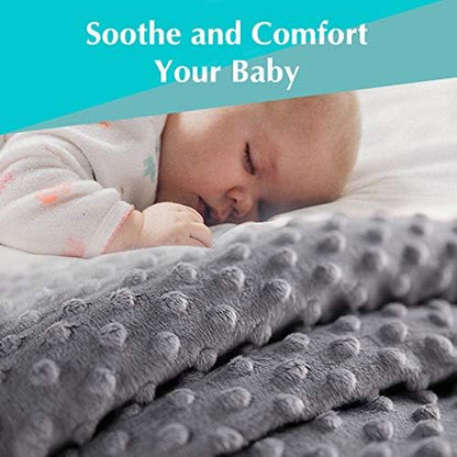 American Baby Company Heavenly Soft Chenille Receiving Blanket (30" x 40"), 2-Layer Design with Minky Dot & Silky Satin, Gray, for Boys and Girls