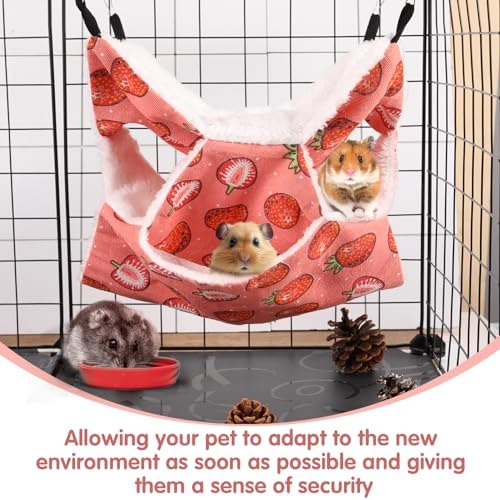 3 Tier Ferret Rat Hammock, Guinea Pig Cage Accessories, Light Red