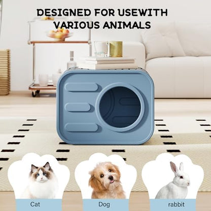 NUNU LAB Cat Litter Box Enclosure, Plastic Cat House Outdoor, Cats House for Indoor, Weatherproof Cat House, Camera Shaped Design, with Escape Door, for Small to Medium Cats (Blue)