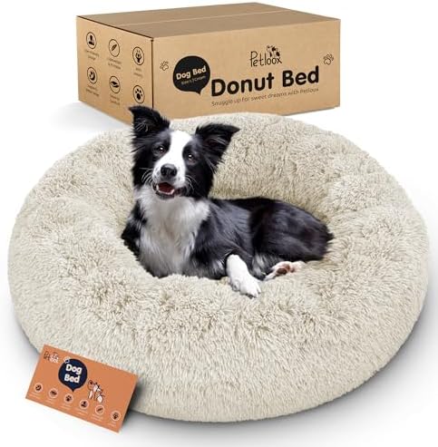 Calming Donut Dog Bed for Small Dogs, Round Dog Bed for Medium & Large Dogs