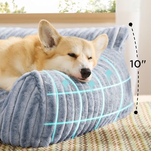 Bedsure ComfyFleece™ Shown on TV Dog Couch for Medium Dogs,36in Blue Indigo
