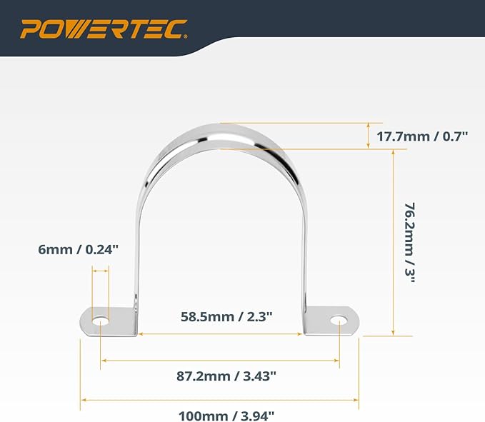 POWERTEC Clear PVC Pipe 4" x 36" Long, 1PK Plastic Tubing & 5PK Stainless Steel Pipe Straps w/Drywall Anchors & Screws Compatible w/Dust Collection Fittings, Hose for Woodworking Tools (70405)