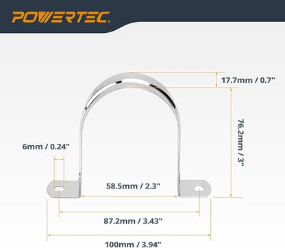POWERTEC Clear PVC Pipe 4" x 36" Long, 1PK Plastic Tubing & 5PK Stainless Steel Pipe Straps w/Drywall Anchors & Screws Compatible w/Dust Collection Fittings, Hose for Woodworking Tools (70405)