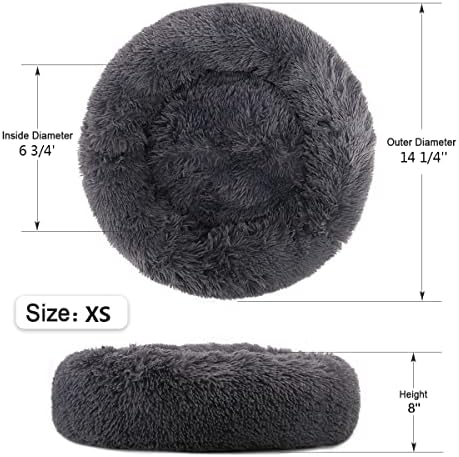 NOYAL Donut Dog Bed for Small Medium Pets, Plush Calming Faux Fur