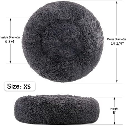 NOYAL Donut Dog Bed for Small Medium Pets, Plush Calming Faux Fur