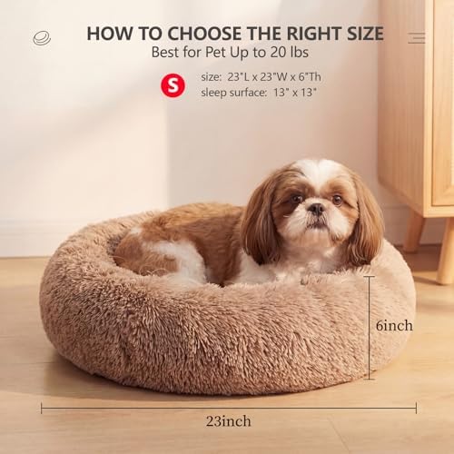 nononfish Cozy Dog Bed for Small Dogs,Soft Plush Donut Pet Bed