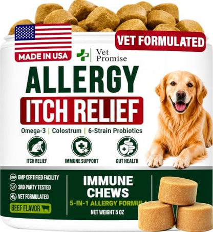 Dog Allergy Relief Chews - Skin Health & Anti-Itch Supplement with Omega-3