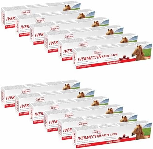 Ivermectin Horse Paste 1.87% | Apple Flavor – 6.08g Syringe for Equine Use Only Up to 1250 LB (12-Pack)