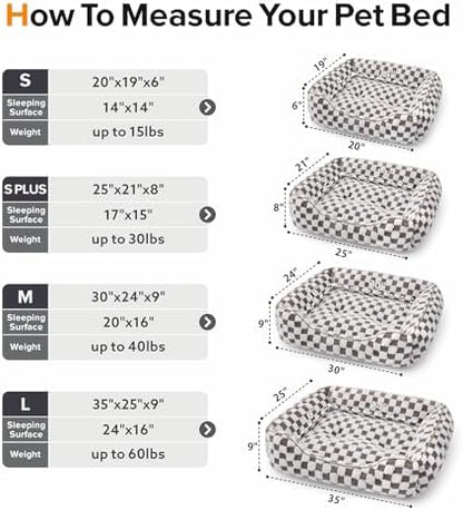 JOEJOY Dog Bed for Large Medium Small Dogs - Rectangle Orthopedic Dog Sofa Bed, Cute Modern Puppy Bed with Jacquard Shaggy Plush & Anti Slip Bottom, 30x24x9inches, Cofffee