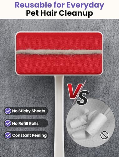 DELOMO Reusable Pet Hair Remover Brush for Furniture, Dog & Cat Fur Remover