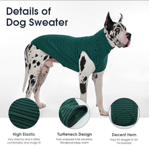 IECOii Small Dog Sweater,Stretch Fleece Vest - Medium,Green Stripes