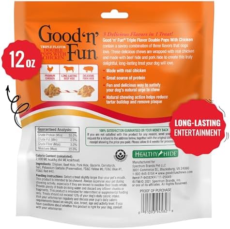 GOOD 'N' FUN Double Pops Long-Lasting Dog Treat with Real Protein, 12 oz