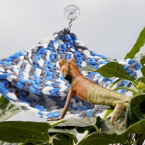 kathson Bearded Dragon Hammock Soft Double-Layered Reptile Hammocks Swing Hanging Bed with Suction Cups Hooks Tank Accessories Hammocks for Small Lizard Leopard Gecko Chameleon(Triangular)