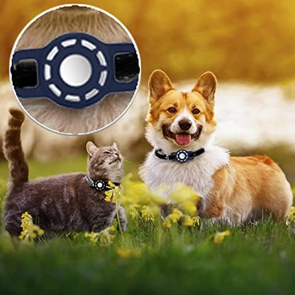 for Air tag Cat Collar Holder for Apple Air Tag, 2 Pack of Pet Collar Holder for Cat and Small Dog Collar Within 1/2 inch and 2 Pack Protector for Air Tag