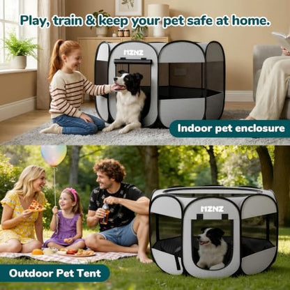 Dog Cat Small Animal Puppy Playpen Crate, Large, Whole Grey