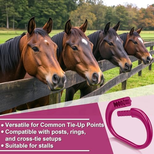 Shinylin 4 Pcs Protective Horse Blocker Tie Multi-Purpose Horse Clip Portable Versatile and Reusable Tie with Quick Release Under Heavy Pressure Design for When Secure is a Concern(Pink)